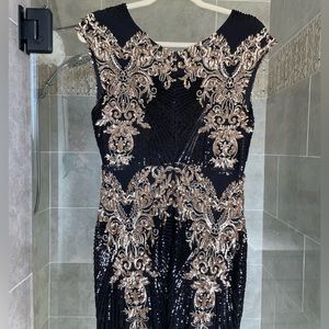 Gold and Black Sequins Gown